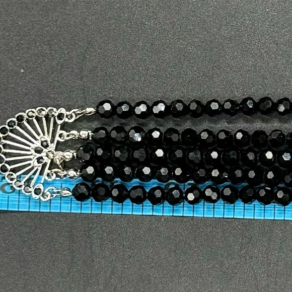 Catherine Malandrino Stunning Black Faceted Crystal Bead Multilayer Choker - Picture 6 of 9